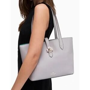 Kate Spade Kaci Small Tote Light Grey Leather Satchel